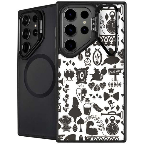 Disney Alice in Wonderland (animated) Silhouette Pattern Galaxy S25 Ultra Kickstand Case