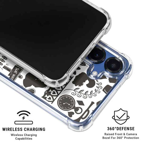 Disney Alice in Wonderland (animated) Silhouette Pattern Galaxy S25 Plus Clear Case