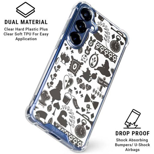 Disney Alice in Wonderland (animated) Silhouette Pattern Galaxy S25 Plus Clear Case