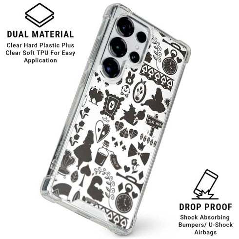 Disney Alice in Wonderland (animated) Silhouette Pattern Galaxy S26 Ultra Clear Case