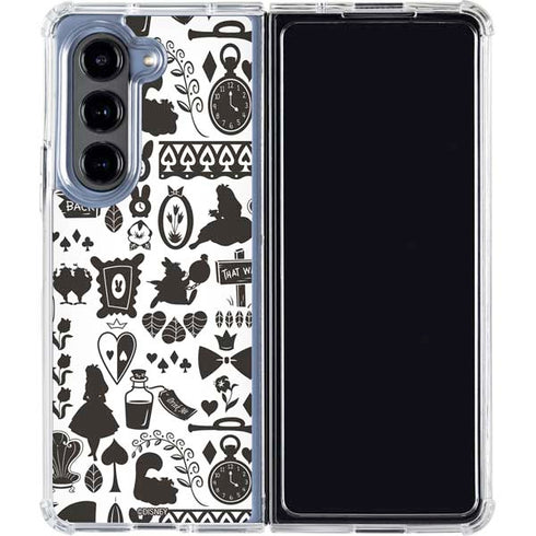 Disney Alice in Wonderland (animated) Silhouette Pattern Galaxy Z Fold5 5G Clear Case