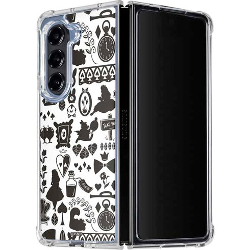 Disney Alice in Wonderland (animated) Silhouette Pattern Galaxy Z Fold5 5G Clear Case