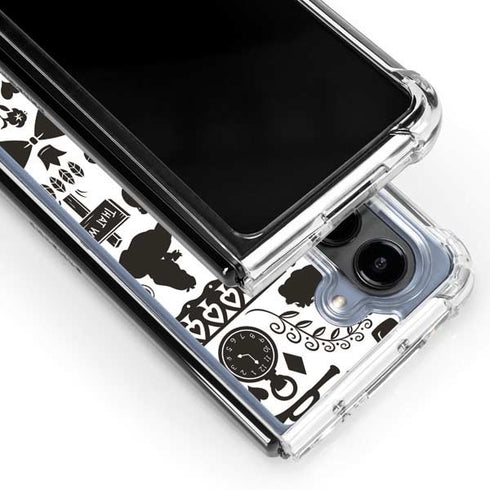 Disney Alice in Wonderland (animated) Silhouette Pattern Galaxy Z Fold5 5G Clear Case