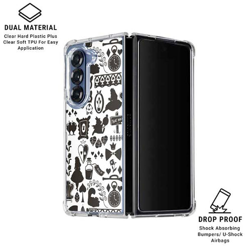 Disney Alice in Wonderland (animated) Silhouette Pattern Galaxy Z Fold6 Clear Case