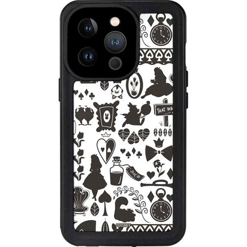 Disney Alice in Wonderland (animated) Silhouette Pattern iPhone 15 Pro Waterproof Case