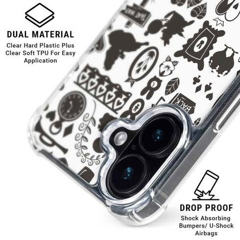Disney Alice in Wonderland (animated) Silhouette Pattern iPhone 16 Clear Case