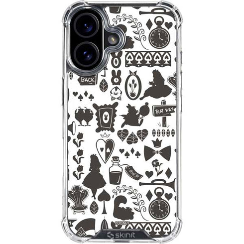 Disney Alice in Wonderland (animated) Silhouette Pattern iPhone 16 Plus Clear Case