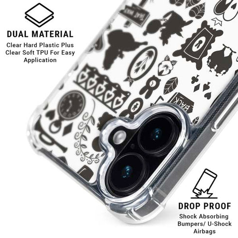 Disney Alice in Wonderland (animated) Silhouette Pattern iPhone 16 Plus Clear Case