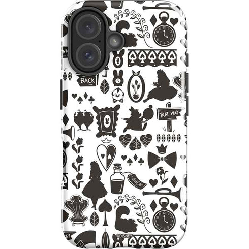 Disney Alice in Wonderland (animated) Silhouette Pattern iPhone 16 Plus Impact Case