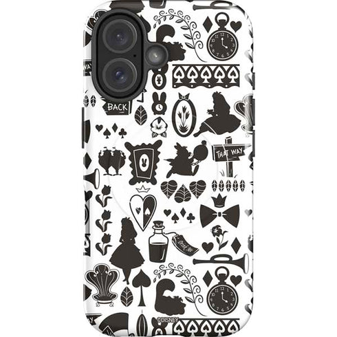 Disney Alice in Wonderland (animated) Silhouette Pattern iPhone 16 Plus Magsafe Impact Case