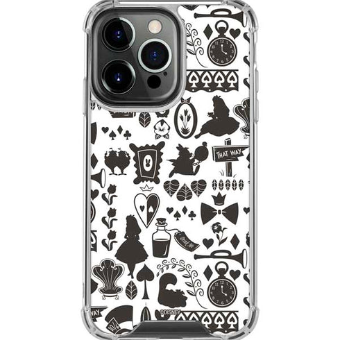 Disney Alice in Wonderland (animated) Silhouette Pattern iPhone 16 Pro Max Clear Case