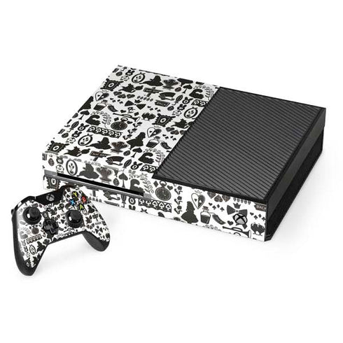 Disney Alice in Wonderland (animated) Silhouette Pattern Xbox One Console and Controller Bundle Skin