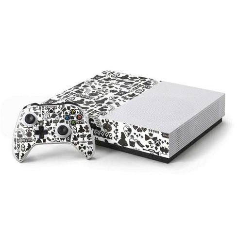 Disney Alice in Wonderland (animated) Silhouette Pattern Xbox One S Console and Controller Bundle Skin