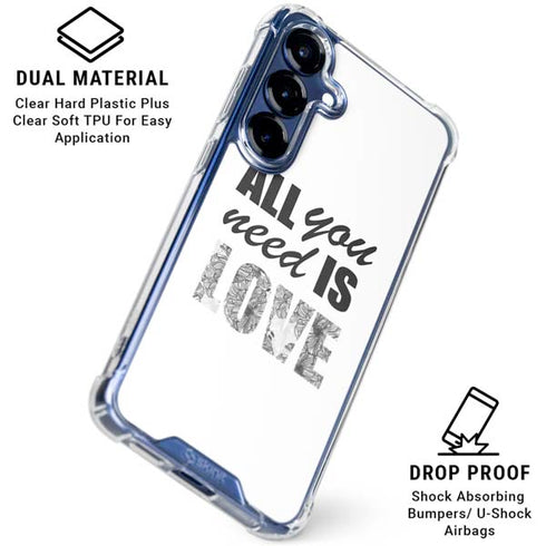 All You Need Is Love BW Galaxy S25 Clear Case