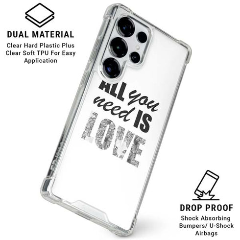 All You Need Is Love BW Galaxy S25 Ultra Clear Case