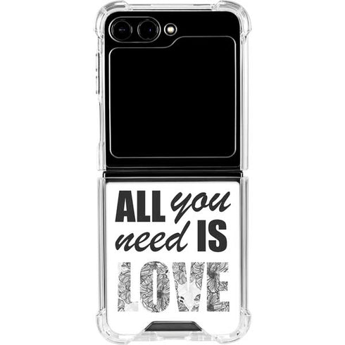 All You Need Is Love BW Galaxy Z Flip6 Clear Case