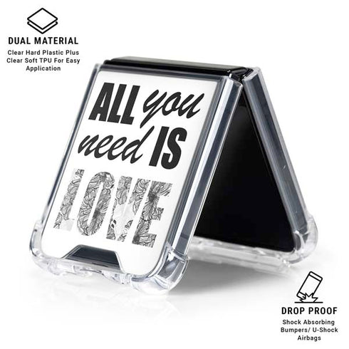 All You Need Is Love BW Galaxy Z Flip6 Clear Case