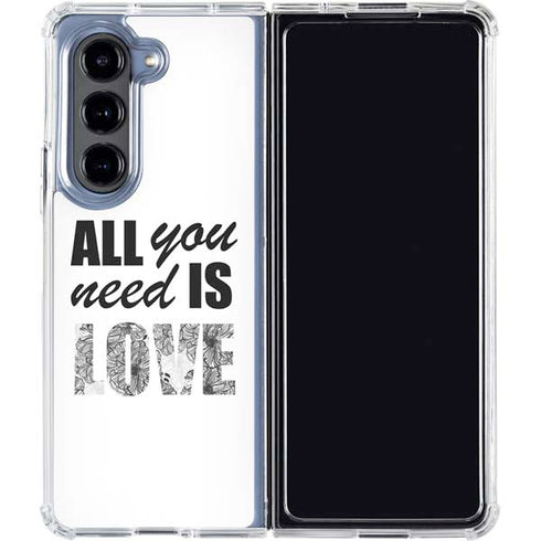 All You Need Is Love BW Galaxy Z Fold5 5G Clear Case