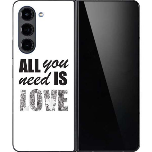 All You Need Is Love BW Galaxy Z Fold5 5G Skin