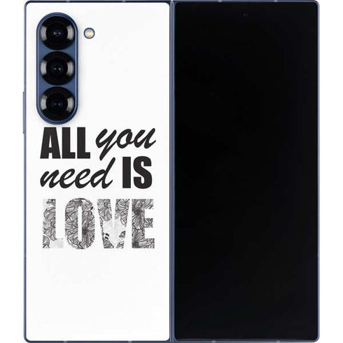 All You Need Is Love BW Galaxy Z Fold6 Skin