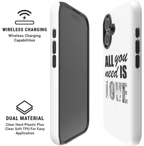 All You Need Is Love BW iPhone 16 Magsafe Impact Case