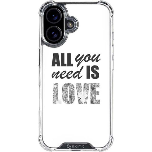 All You Need Is Love BW iPhone 16 Plus Clear Case