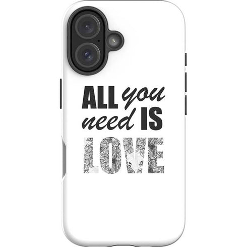 All You Need Is Love BW iPhone 16 Plus Impact Case