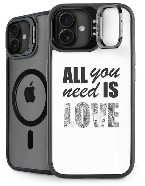 All You Need Is Love BW iPhone 16 Plus Kickstand Case