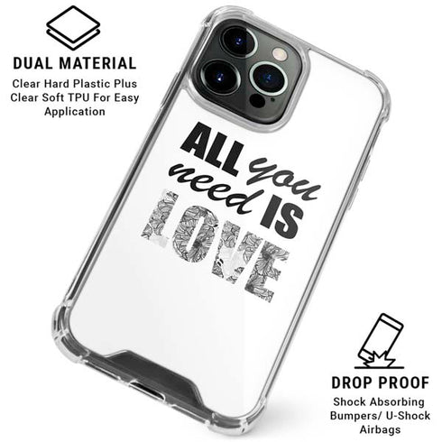 All You Need Is Love BW iPhone 16 Pro Max Clear Case