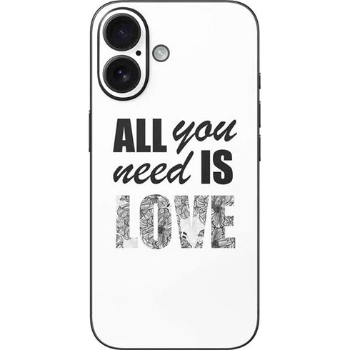 All You Need Is Love BW iPhone 16 Skin