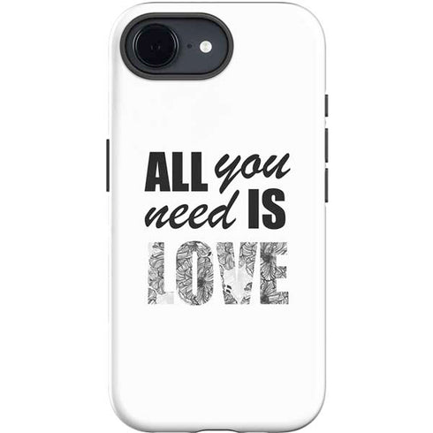 All You Need Is Love BW iPhone 16e Impact Case