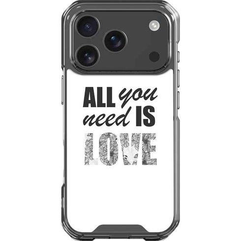 All You Need Is Love BW iPhone 18 Pro Clear Case