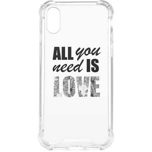 All You Need Is Love BW iPhone XS Clear Case