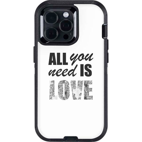 All You Need Is Love BW Otterbox Defender iPhone Skin