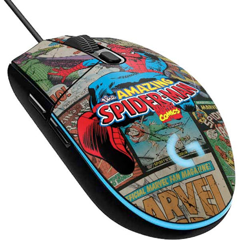 Marvel Classic Comics Amazing Spider-Man Collage G203 Prodigy RGB Wired Gaming Mouse Skin