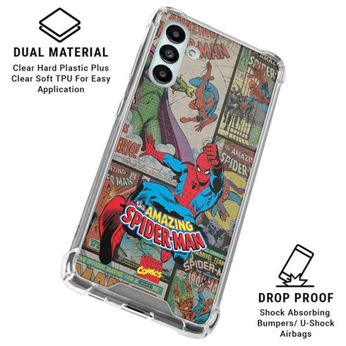 Marvel Classic Comics Amazing Spider-Man Collage Galaxy A13 5G Clear Case