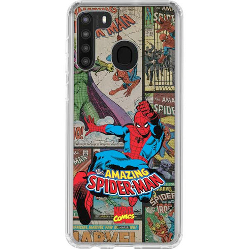 Marvel Classic Comics Amazing Spider-Man Collage Galaxy A21 Clear Case