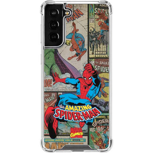 Marvel Classic Comics Amazing Spider-Man Collage Galaxy S21 FE Clear Case
