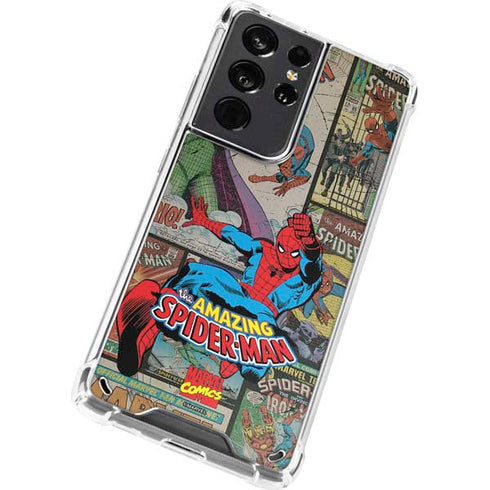 Marvel Classic Comics Amazing Spider-Man Collage Galaxy S21 Ultra 5G Clear Case