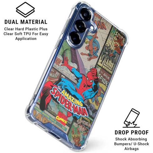 Marvel Classic Comics Amazing Spider-Man Collage Galaxy S25 Plus Clear Case