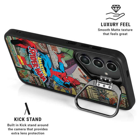 Marvel Classic Comics Amazing Spider-Man Collage Galaxy S25 Plus Kickstand Case