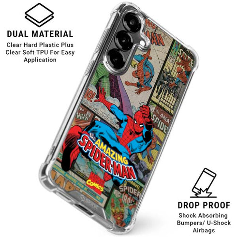 Marvel Classic Comics Amazing Spider-Man Collage Galaxy S26 Clear Case