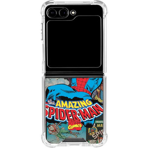 Marvel Classic Comics Amazing Spider-Man Collage Galaxy Z Flip5 5G Clear Case