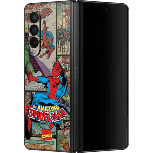 Marvel Classic Comics Amazing Spider-Man Collage Galaxy Z Fold3 5G Skin