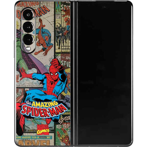 Marvel Classic Comics Amazing Spider-Man Collage Galaxy Z Fold3 5G Skin