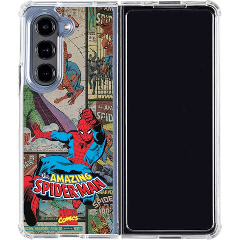Marvel Classic Comics Amazing Spider-Man Collage Galaxy Z Fold5 5G Clear Case