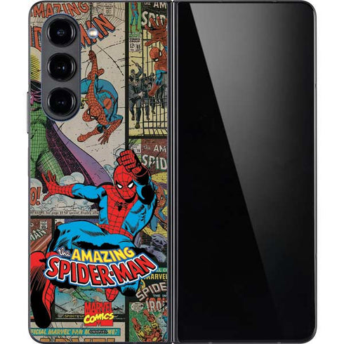 Marvel Classic Comics Amazing Spider-Man Collage Galaxy Z Fold5 5G Skin