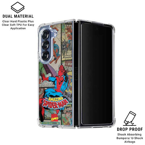 Marvel Classic Comics Amazing Spider-Man Collage Galaxy Z Fold6 Clear Case