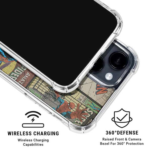 Marvel Classic Comics Amazing Spider-Man Collage iPhone 14 Plus Clear Case