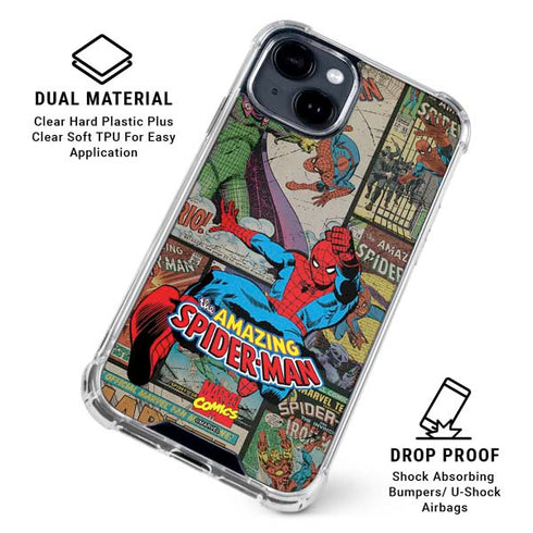 Marvel Classic Comics Amazing Spider-Man Collage iPhone 15 Clear Case